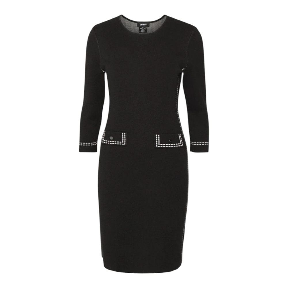 DKNY Black Ivory Knit Dress - Picture 2 of 9